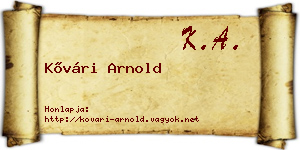 Kővári Arnold névjegykártya