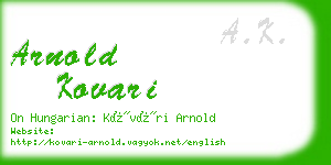 arnold kovari business card